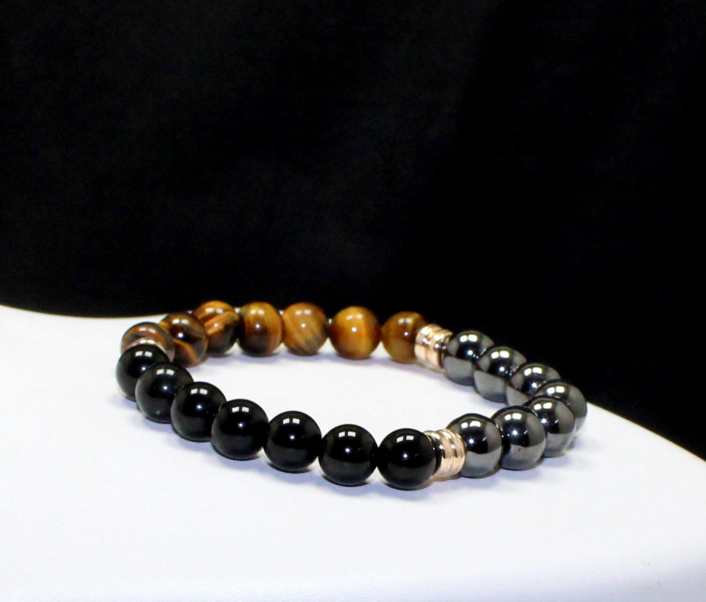 Triple Protection Bracelet - Black Obsidian, Hematite and Tiger Eye