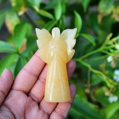 Natural Yellow Aventurine Hand Carved Angel
