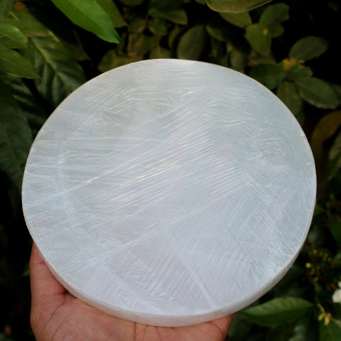 Natural Large Round Selenite Charging Plate