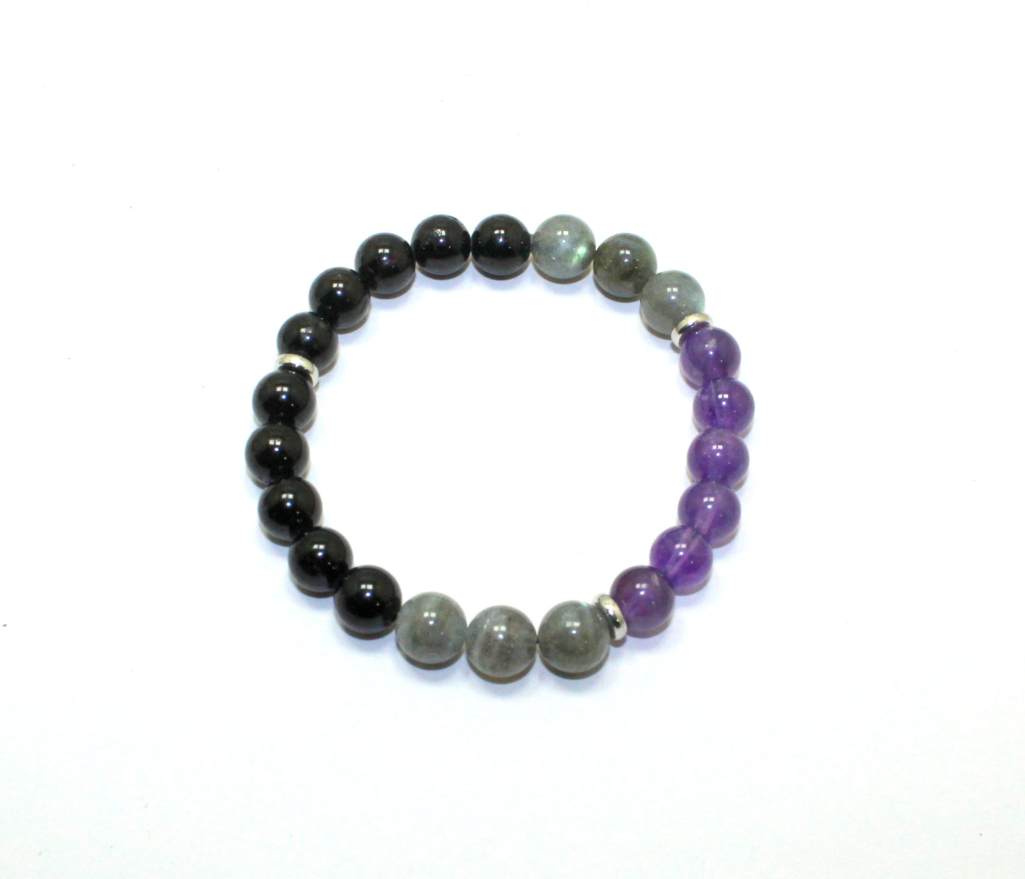 Empath Protection Bead Bracelet - Black Tourmaline, Labradorite and Amethyst