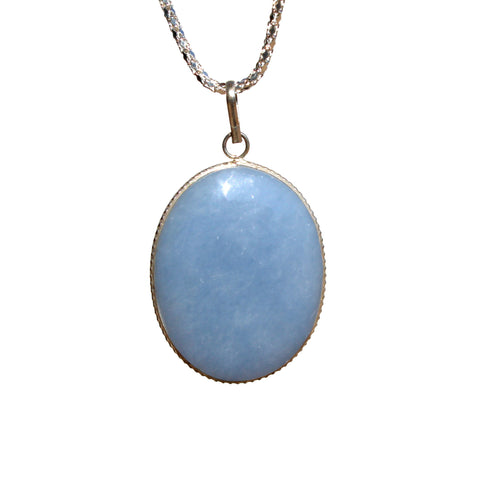 Natural Angelite Oval Pendant