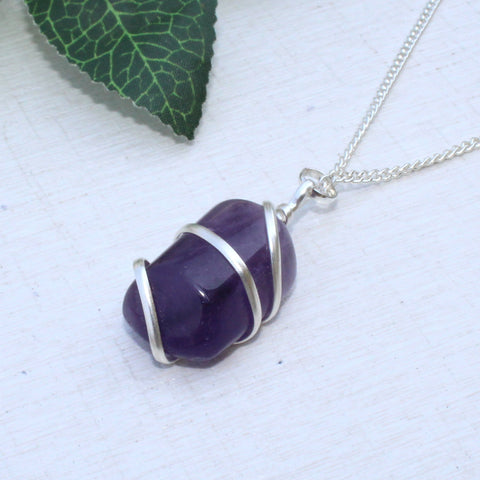 Natural Amethyst Wire Wrapped Pendant