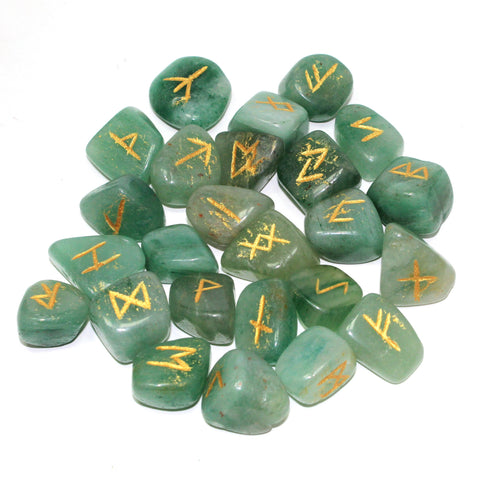 Natural Green Aventurine Rune Set