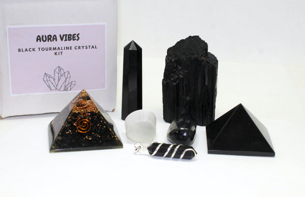 Natural Black Tourmaline Crystal Kit for EMF Protection