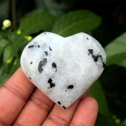 Natural White Rainbow Moonstone Heart