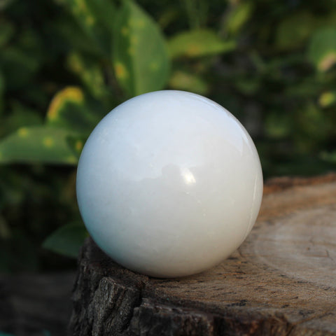 Natural 52 mm White Jade Sphere