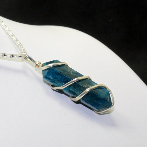 Natural Apatite Wire Wrapped Point Pendant