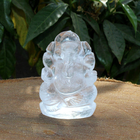 Natural Clear Quartz Hand Carved Lord Ganesh
