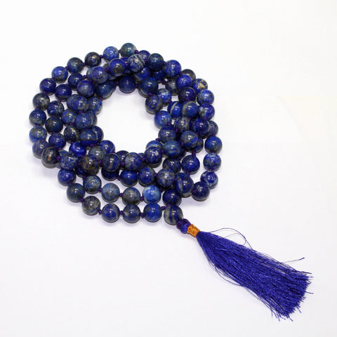 Natural Lapis Lazuli 10 mm Knotted 108 Beads Japa Mala