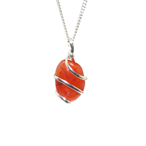 Natural Carnelian Tumble Wire Wrapped Pendant