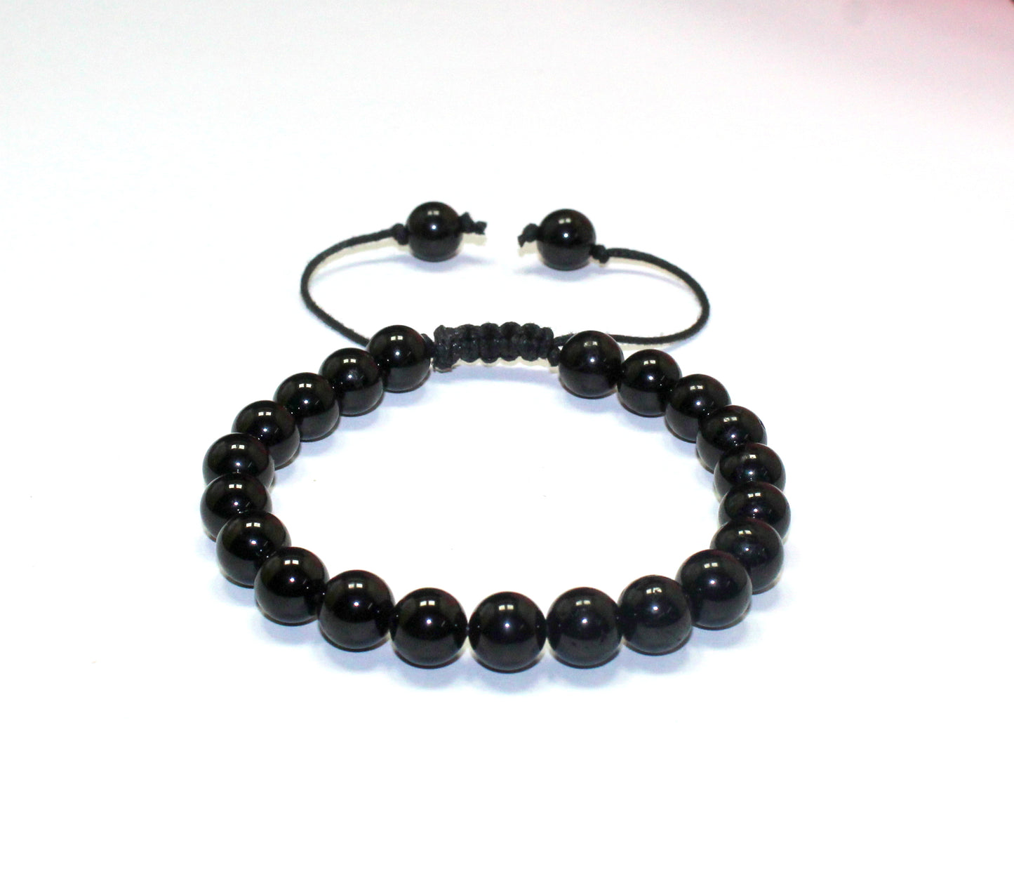 Natural Black Tourmaline Bead Bracelet