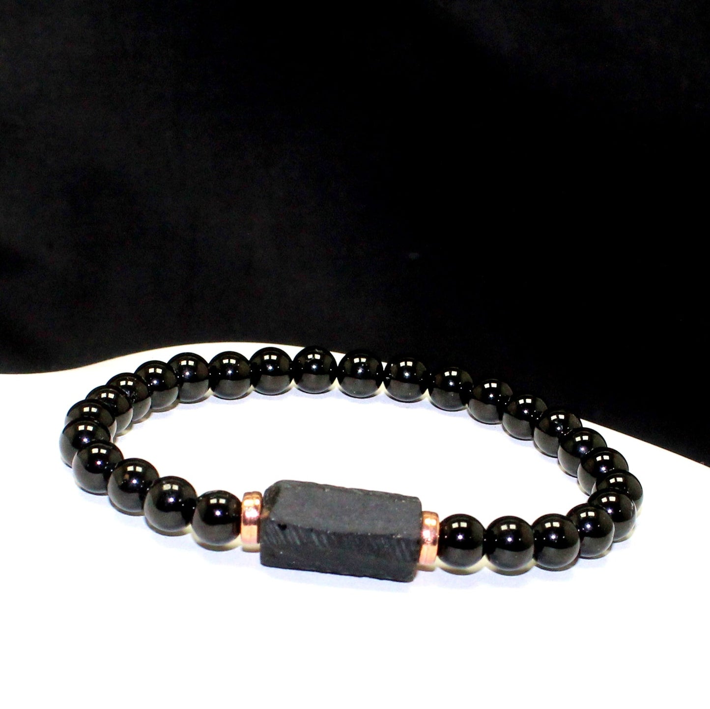 Raw Black Tourmaline Bead Bracelet