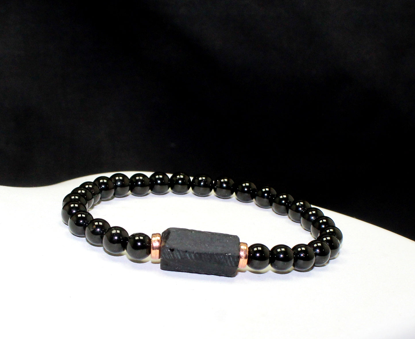 Raw Black Tourmaline Bead Bracelet