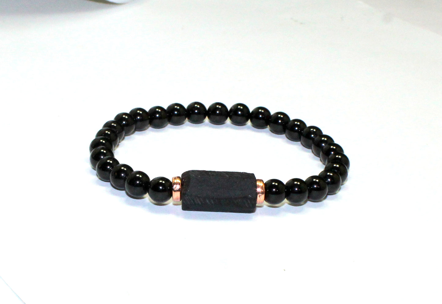 Raw Black Tourmaline Bead Bracelet