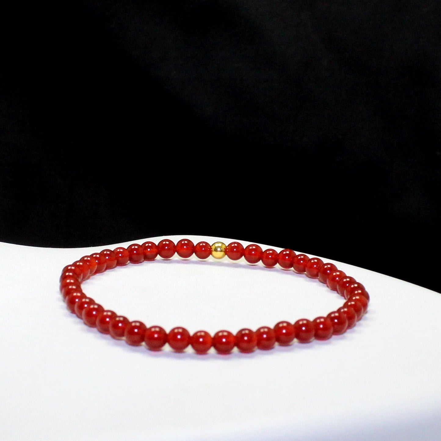 Red Carnelian Bead Bracelet - 4 mm Beads