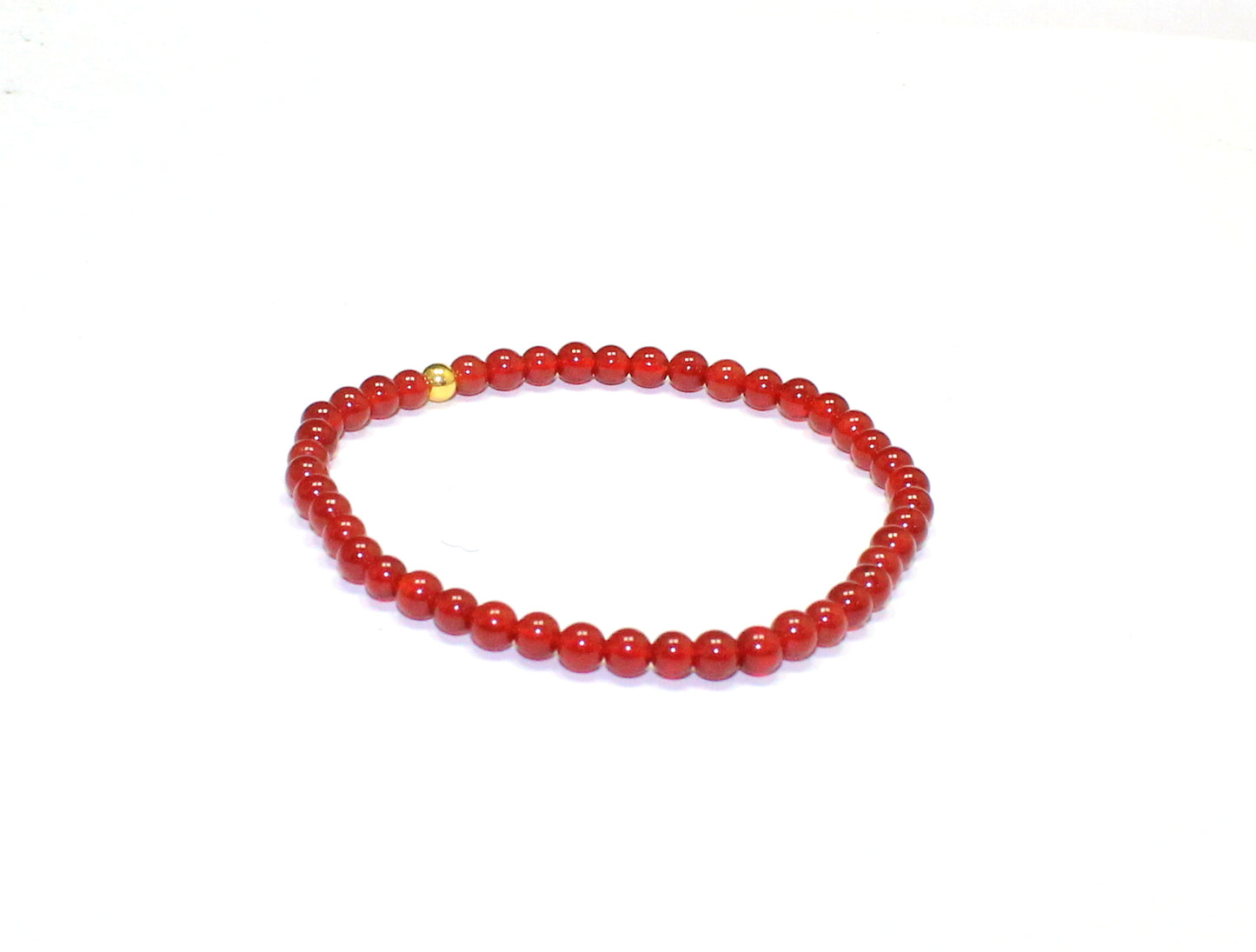 Red Carnelian Bead Bracelet - 4 mm Beads
