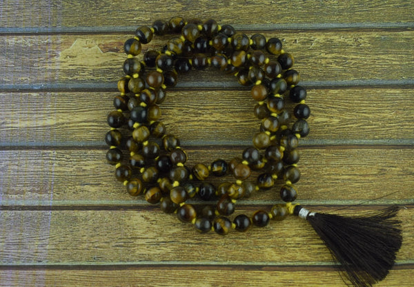 Natural Tiger Eye 108 Beads Japa Mala