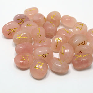 Natural Rose Quartz Rune Set