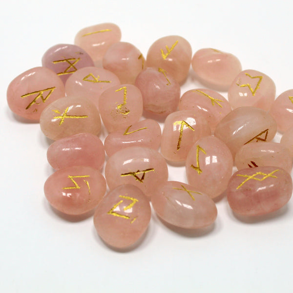 Natural Rose Quartz Rune Set