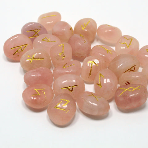 Natural Rose Quartz Rune Set