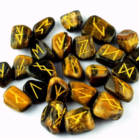Natural Tiger Eye Rune Set