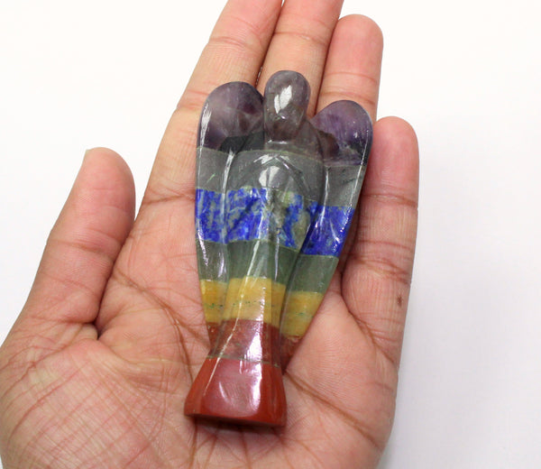 Natural 7 Chakra 3 inch Hand Carved Angel
