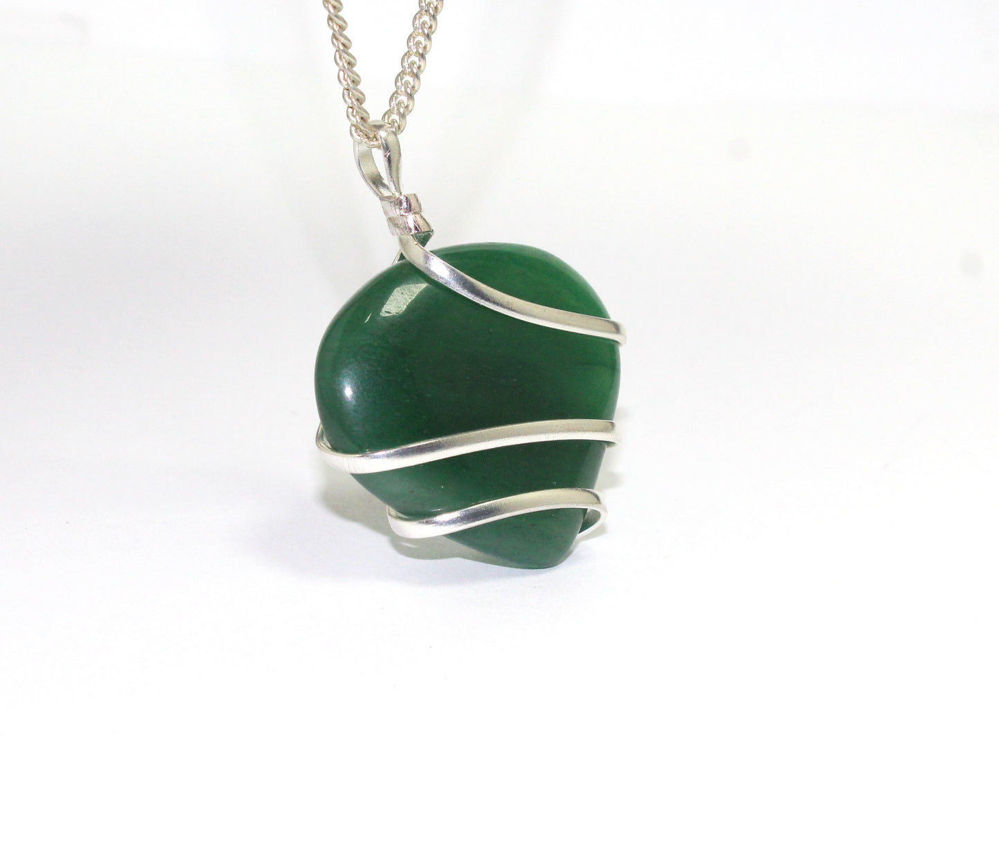 Natural Green Jade Heart Pendant