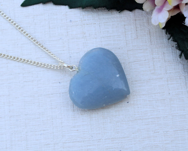 Natural Angelite Heart Pendant