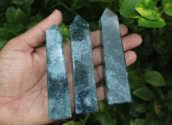 Natural Moss Agate Tower Point