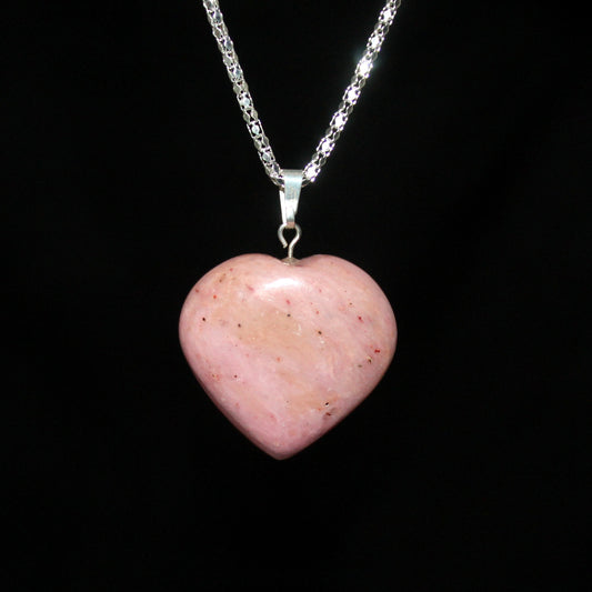 Natural Pink Opal Heart Pendant