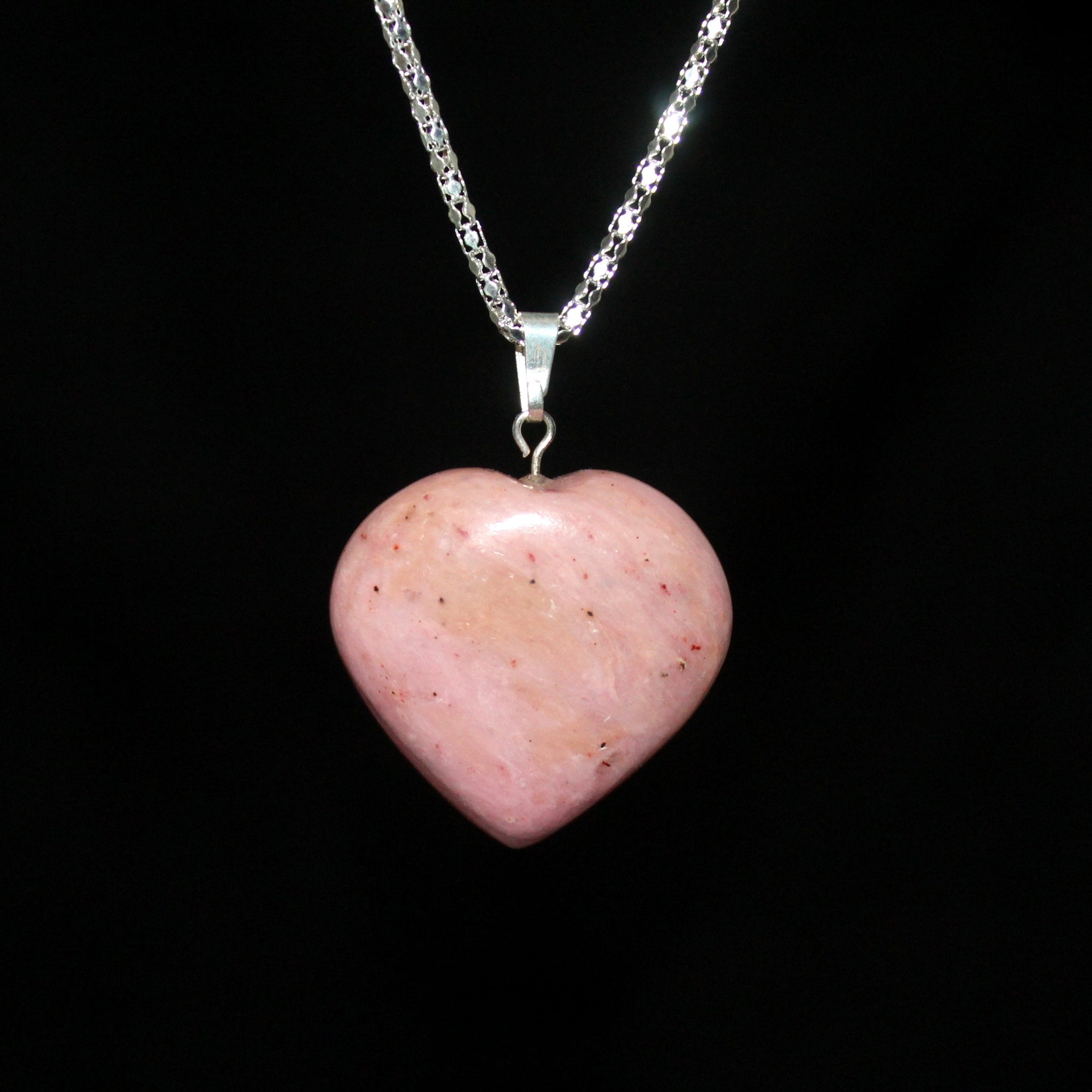 Natural Pink Opal Heart Pendant