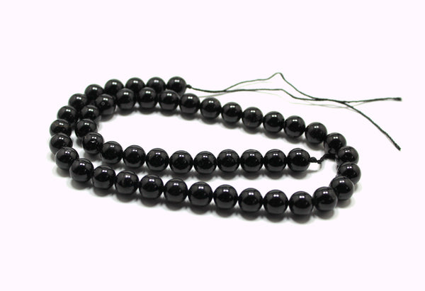 8 mm Natural Black Tourmaline Bead Strand