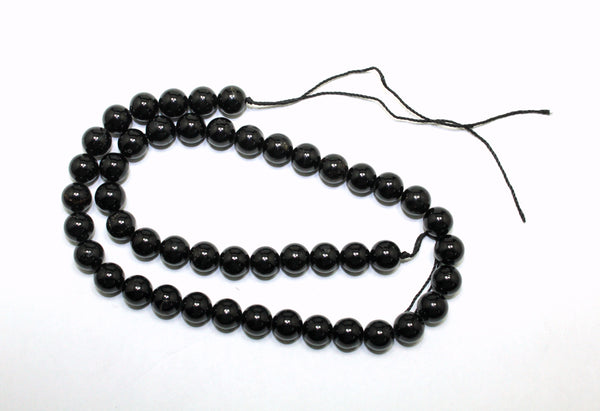 8 mm Natural Black Tourmaline Bead Strand