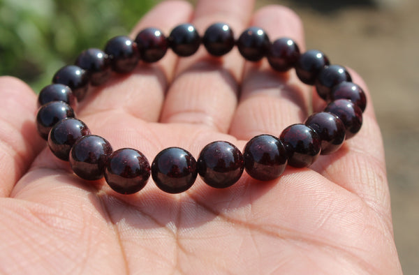 Natural Garnet Bead Bracelet
