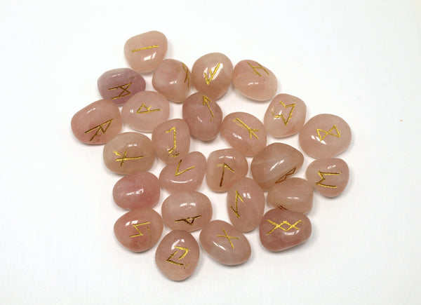 Natural Rose Quartz Rune Set