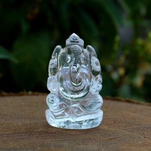 AAA Natural Clear Quartz Hand Carved Lord Ganesh