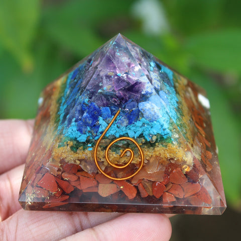 7 Chakra Orgonite 50 mm Pyramid