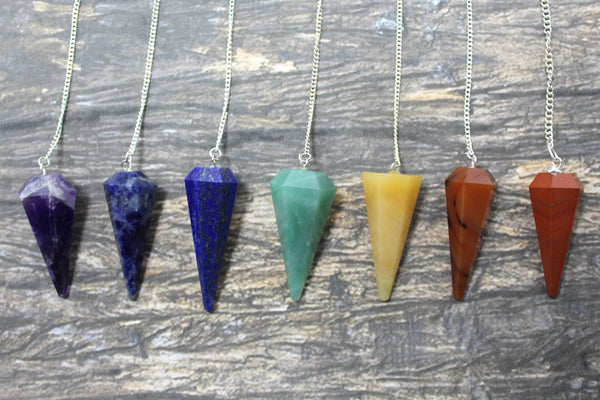 Natural 7 Chakra Dowsing Pendulum Set of 7