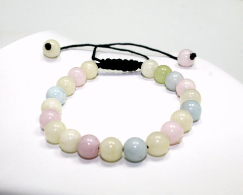 Natural Morganite Beaded Adjustable Bracelet