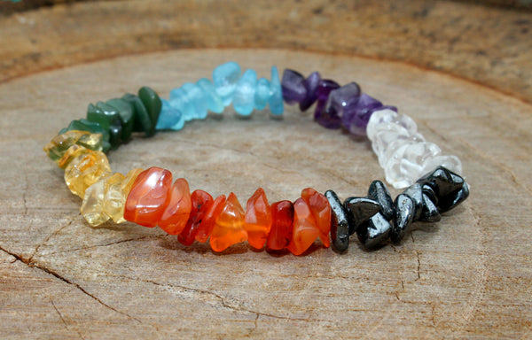 Natural 7 Chakra Chip Bracelet