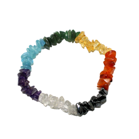 Natural 7 Chakra Chip Bracelet
