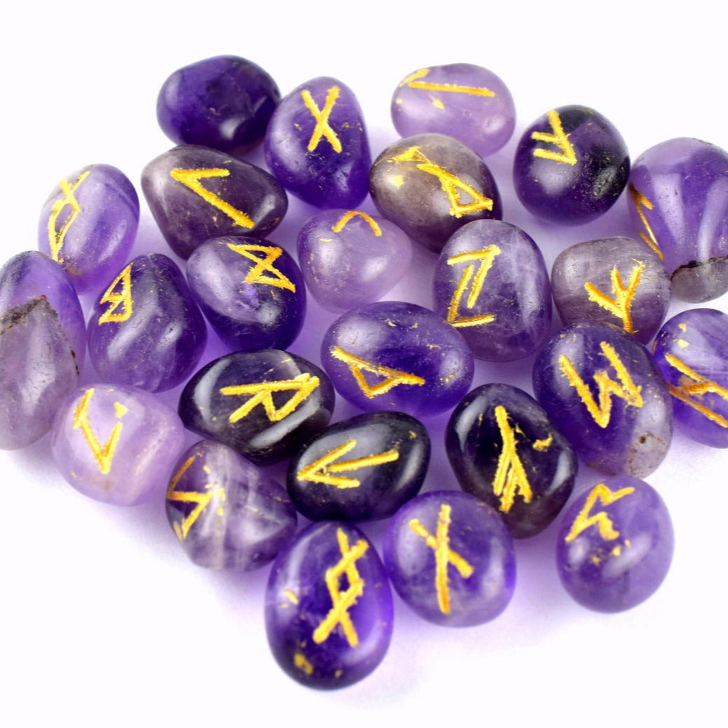 Natural Amethyst Rune Set