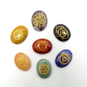 Natural 7 Chakra Oval Palm Stone