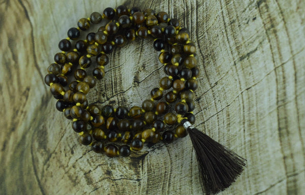 Natural Tiger Eye 108 Beads Japa Mala